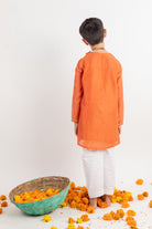 Full Sleeve Rust Embroidered Kurta Set - CiceroniMr. Brat