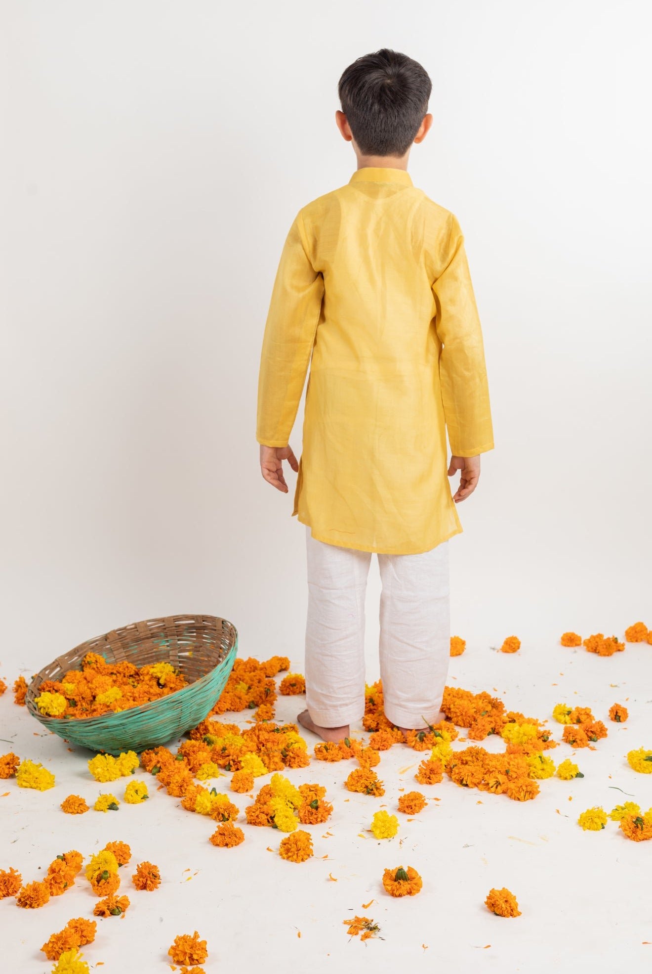 Full Sleeve Yellow Embroidered Kurta Set - CiceroniMr. Brat