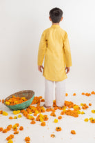 Full Sleeve Yellow Embroidered Kurta Set - CiceroniMr. Brat