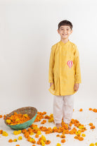 Full Sleeve Yellow Embroidered Kurta Set - CiceroniMr. Brat