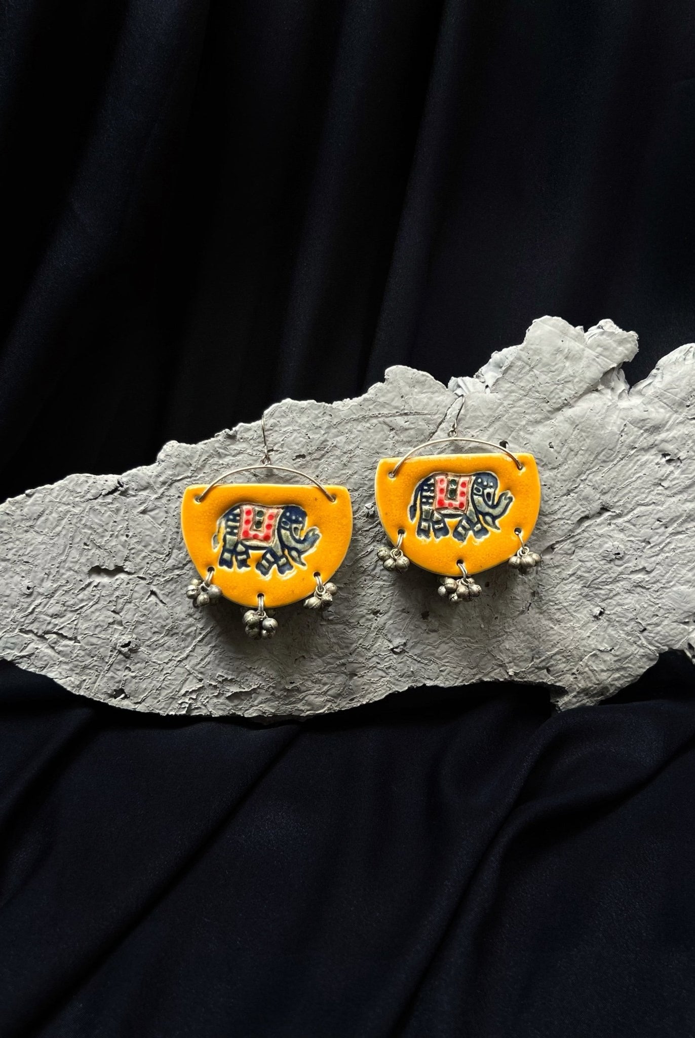 Gajaraaj Earrings - Yellow - CiceroniEarringsChaakmaati