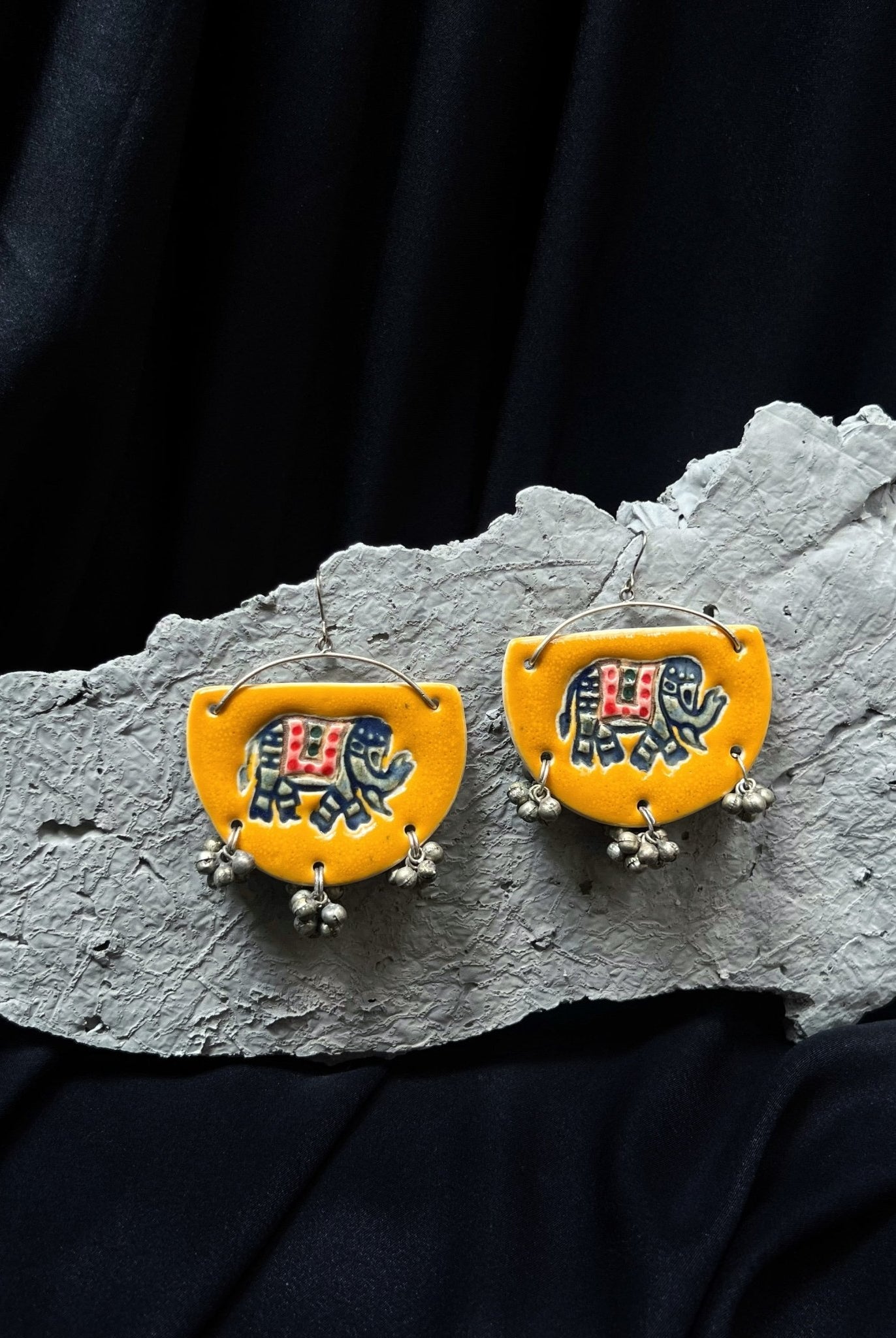 Gajaraaj Earrings - Yellow - CiceroniEarringsChaakmaati