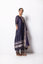 Grape Grey Chanderi Silk Kurta Set with Dupatta - CiceroniBhavik Shah