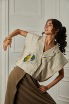 Green Anatomy Crop Blazer - CiceroniBlazersArtbeats by Keerthana