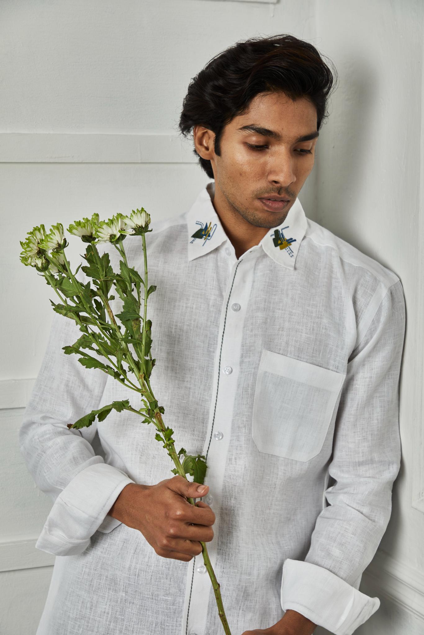 Green Anatomy Men Collar Artwork Shirt - CiceroniShirtsArtbeats by Keerthana