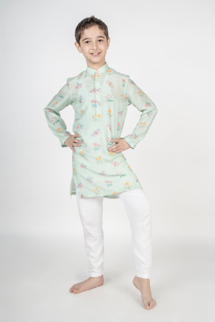 Green Buta Embroidered Kurta Set - CiceroniKurta Set, Festive wearMr. Brat