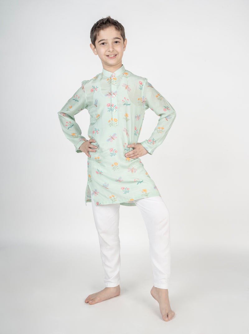Green Buta Embroidered Kurta Set - CiceroniKurta Set, Festive wearMr. Brat