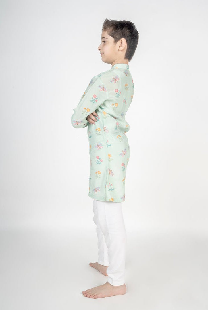 Green Buta Embroidered Kurta Set - CiceroniKurta Set, Festive wearMr. Brat