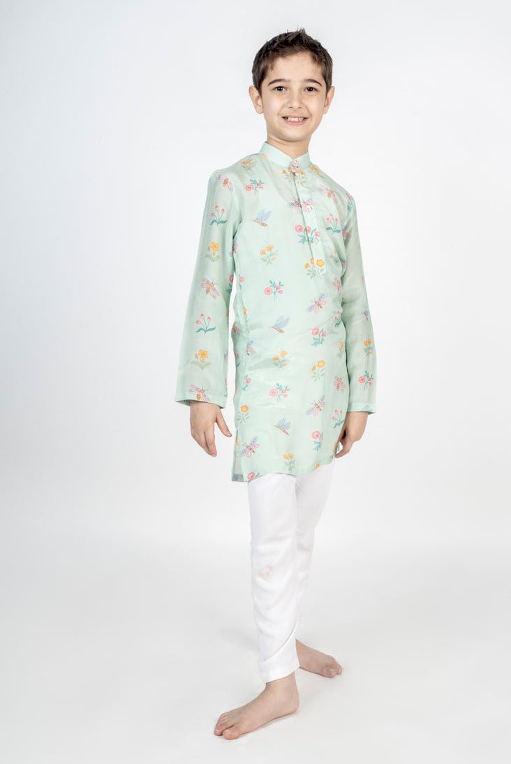 Green Buta Embroidered Kurta Set - CiceroniKurta Set, Festive wearMr. Brat