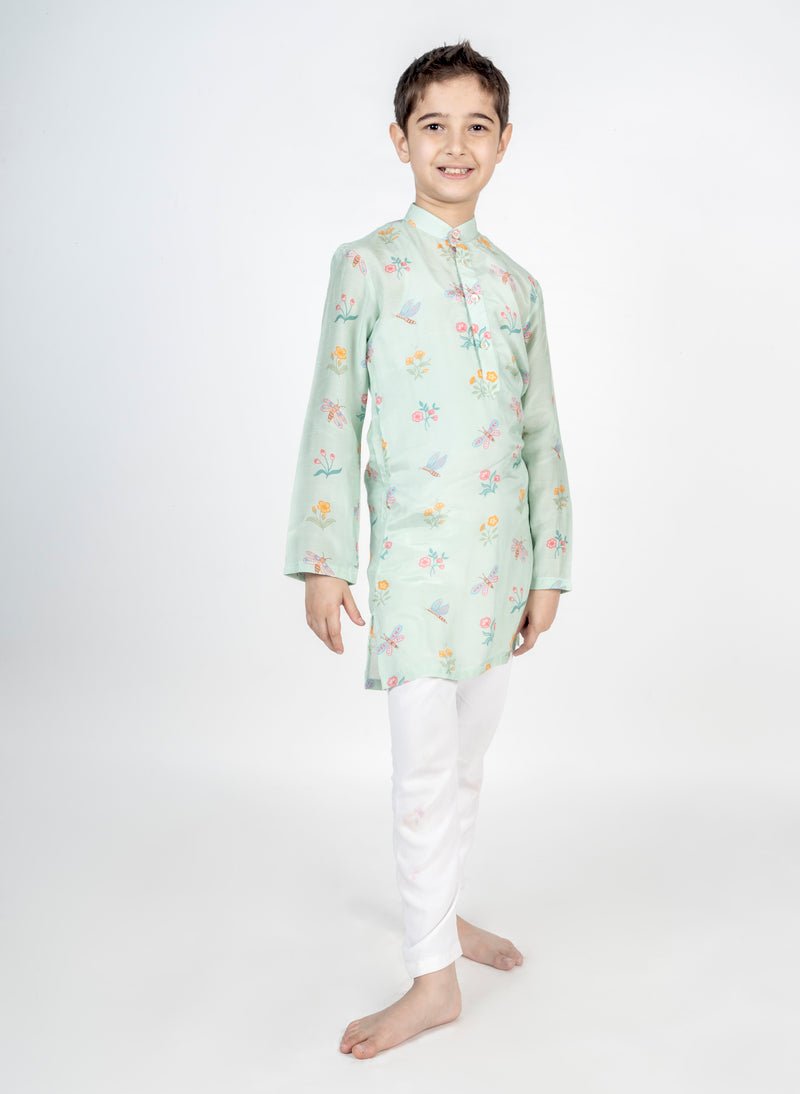 Green Buta Embroidered Kurta Set - CiceroniKurta Set, Festive wearMr. Brat