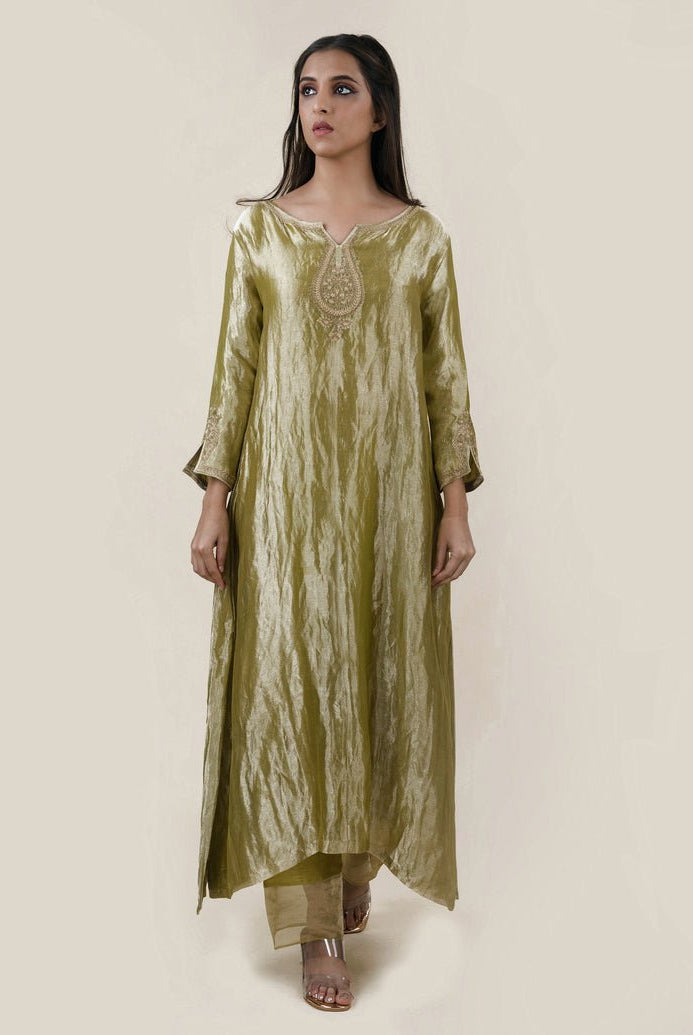Green Tissue - A-line Kurta Set - CiceroniBhavik Shah