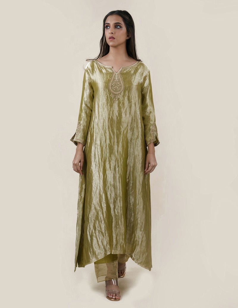Green Tissue - A-line Kurta Set - CiceroniBhavik Shah