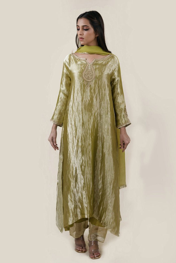 Green Tissue - A-line Kurta Set - CiceroniBhavik Shah