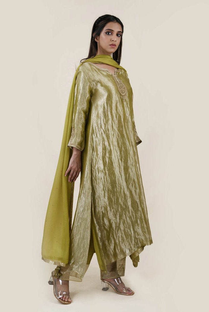 Green Tissue - A-line Kurta Set - CiceroniBhavik Shah