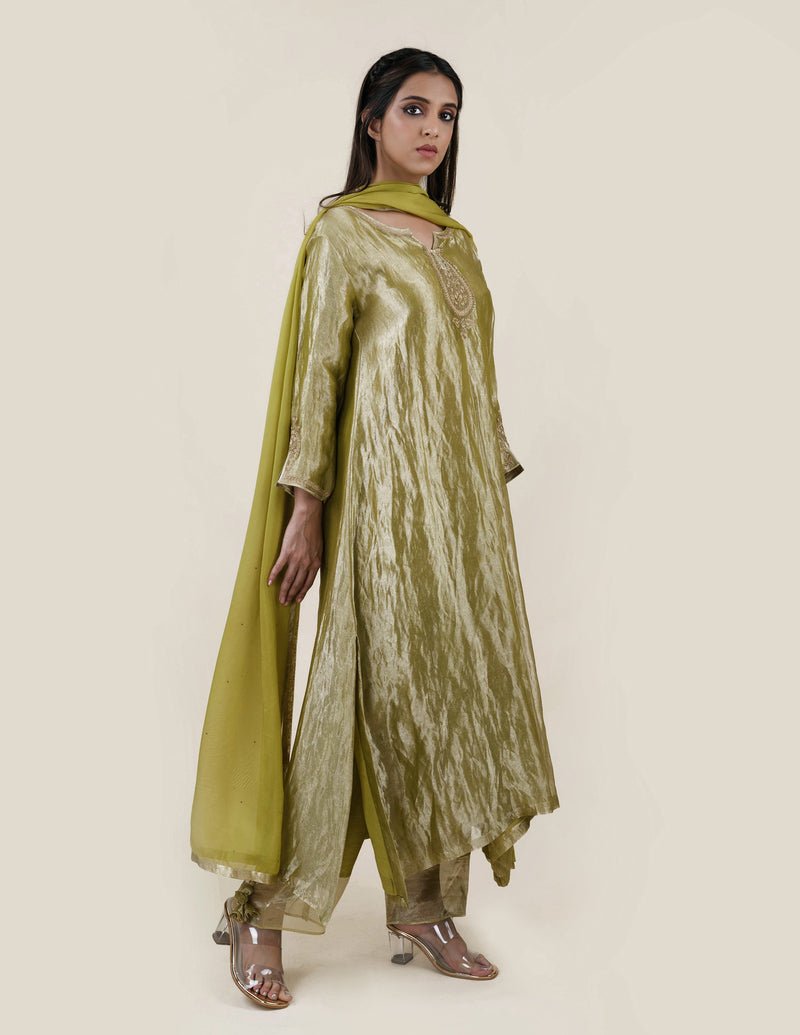 Green Tissue - A-line Kurta Set - CiceroniBhavik Shah