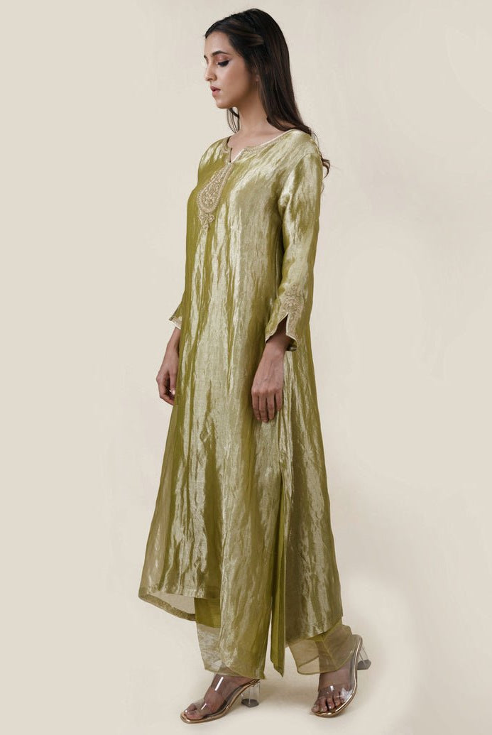 Green Tissue - A-line Kurta Set - CiceroniBhavik Shah