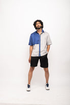 Grey-Blue Colour Blocked Shirt - CiceroniNeora
