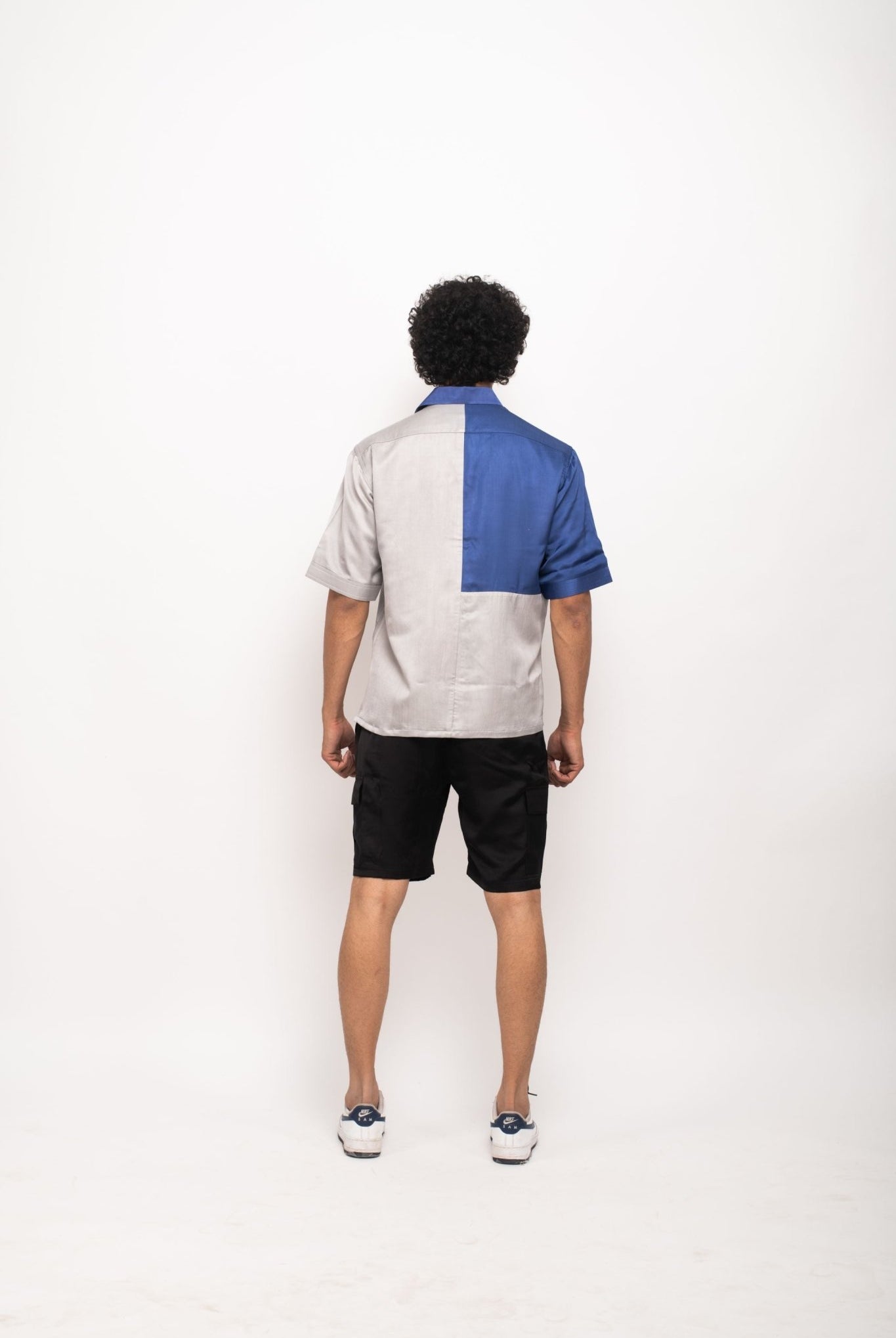Grey-Blue Colour Blocked Shirt - CiceroniNeora
