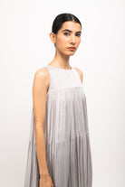 Grey-Blue Halter Neck Dress - CiceroniDressesNeora