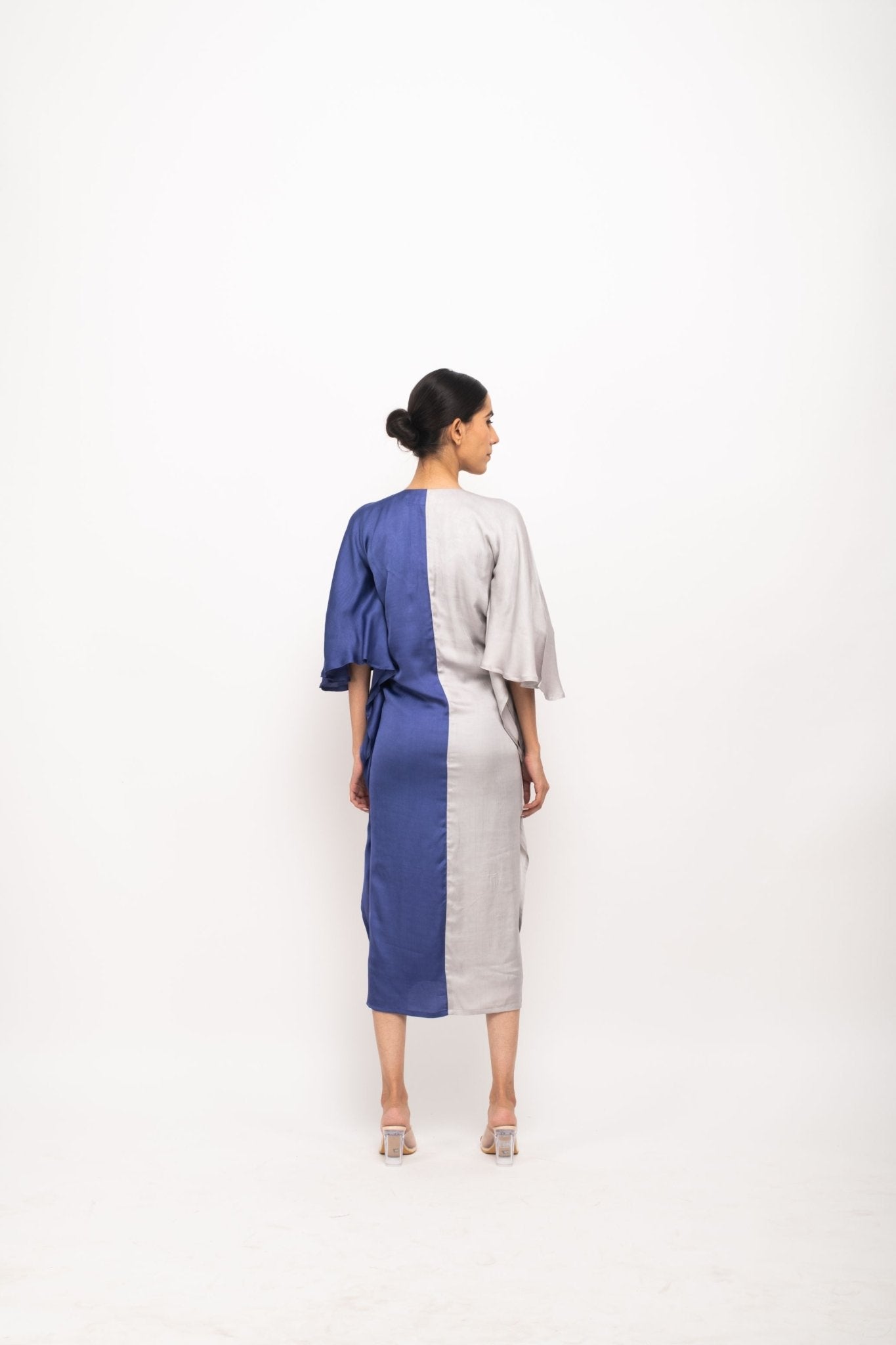 Grey-Blue Kaftan Bodycon Dress - CiceroniDressesNeora