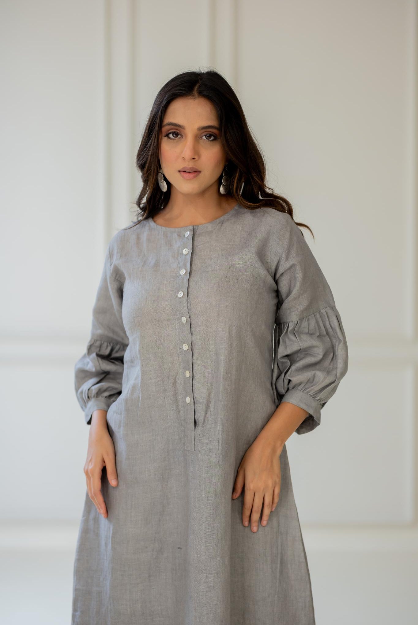 Grey Iris Linen Kurta Set - CiceroniKurta SetSilai Studio