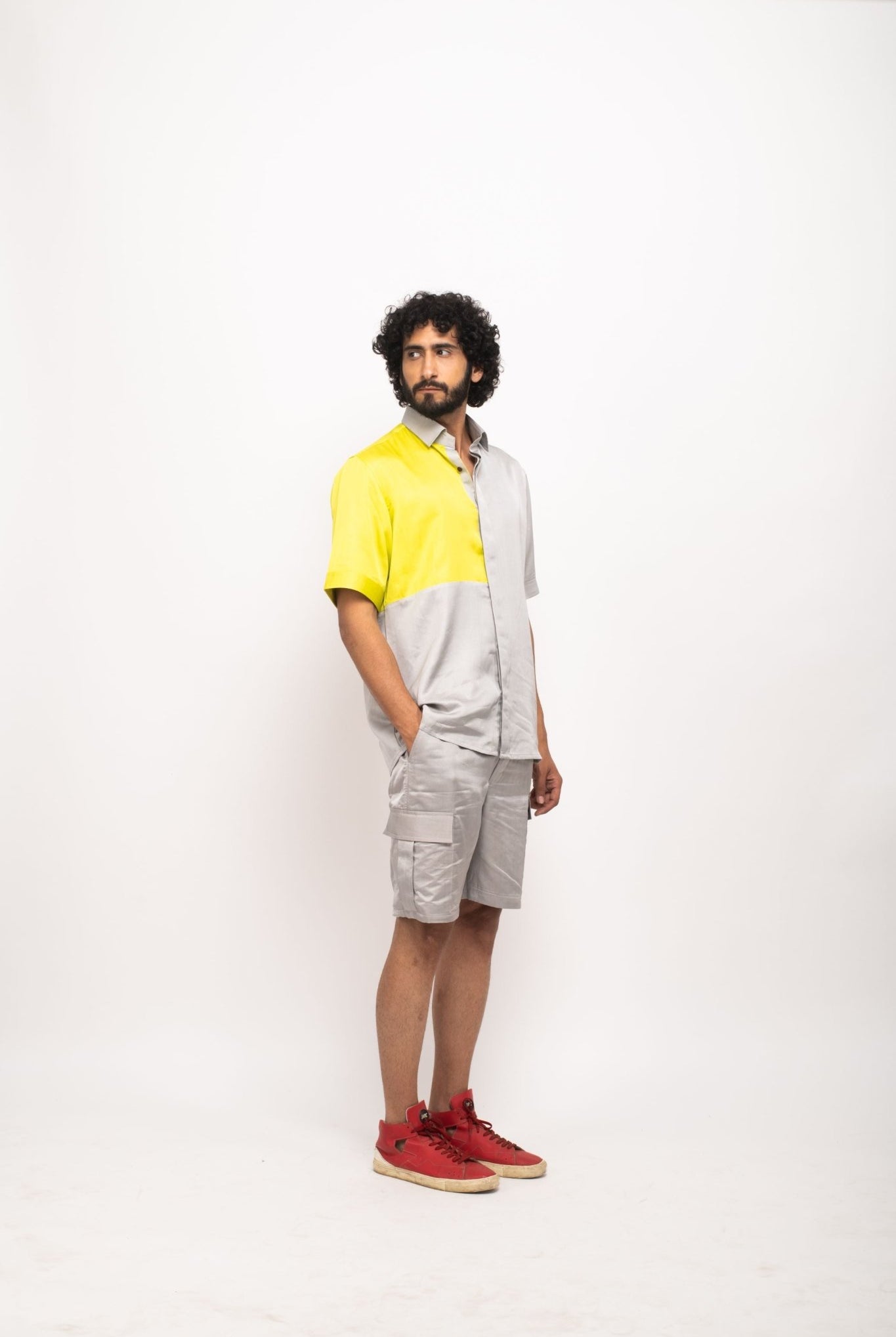 Grey-Neon Colour Blocked Shirt - CiceroniNeora