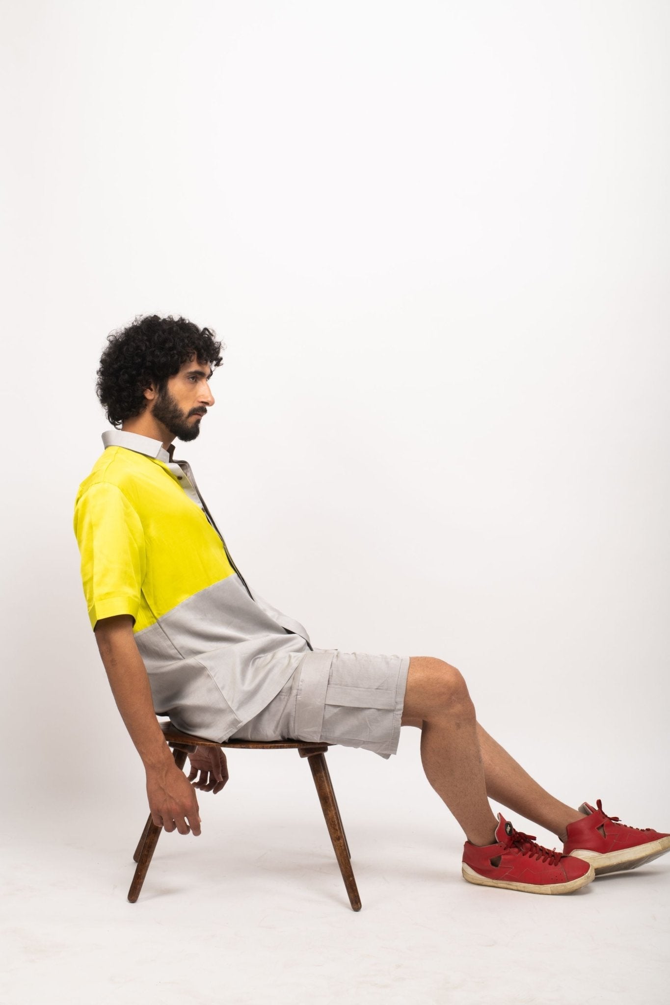 Grey-Neon Colour Blocked Shirt - CiceroniNeora