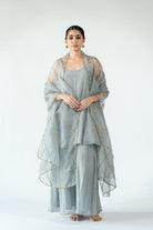 Grey Niloufer Gharara Set - Ciceronikurta set, Festive wearNirjara