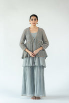 Grey Niloufer Gharara Set - Ciceronikurta set, Festive wearNirjara