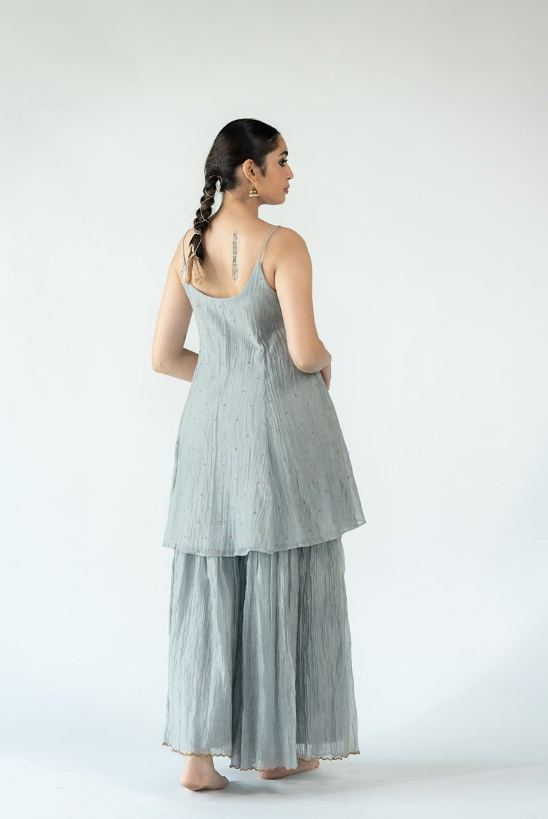 Grey Niloufer Gharara Set - Ciceronikurta set, Festive wearNirjara