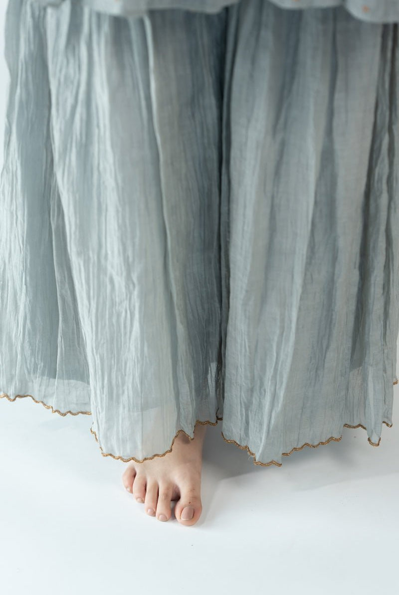 Grey Niloufer Gharara Set - Ciceronikurta set, Festive wearNirjara