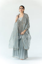 Grey Niloufer Gharara Set - Ciceronikurta set, Festive wearNirjara
