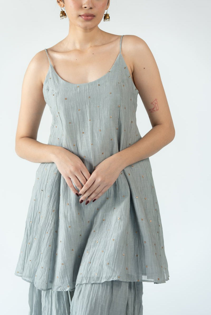 Grey Niloufer Gharara Set - Ciceronikurta set, Festive wearNirjara