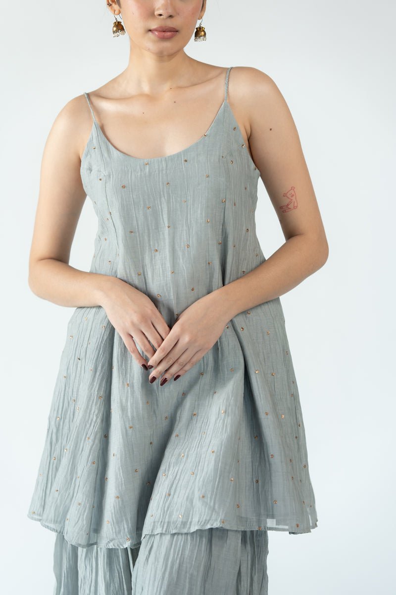 Grey Niloufer Gharara Set - Ciceronikurta set, Festive wearNirjara