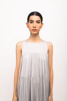 Grey-Orange Halter Neck Dress - CiceroniDressesNeora