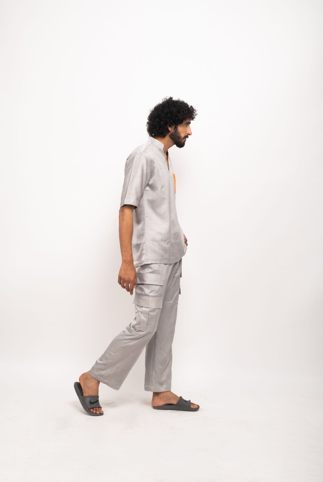 Grey-Orange Pocket Shirt - CiceroniNeora