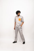Grey-Orange Pocket Shirt - CiceroniNeora