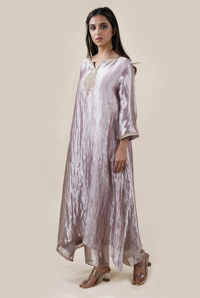 Grey Tissue - A-line Kurta Set - CiceroniBhavik Shah