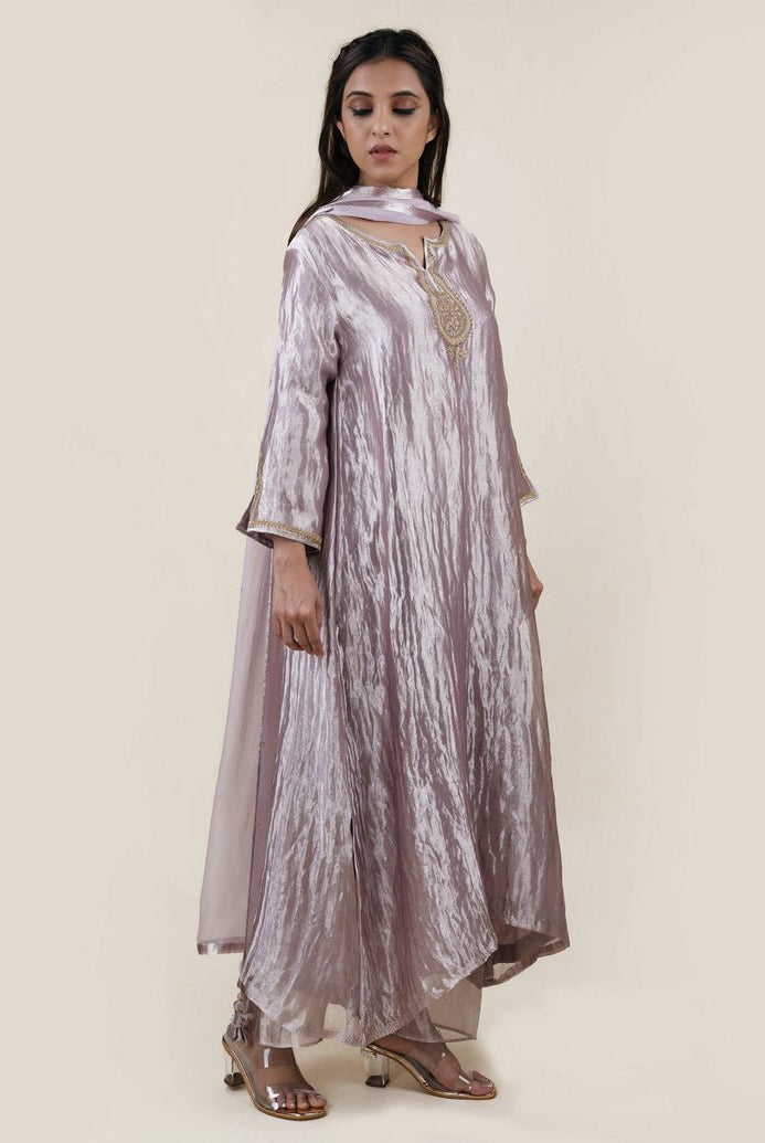 Grey Tissue - A-line Kurta Set - CiceroniBhavik Shah
