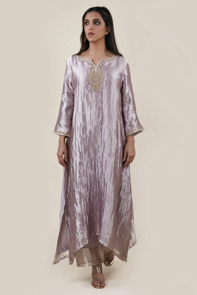 Grey Tissue - A-line Kurta Set - CiceroniBhavik Shah