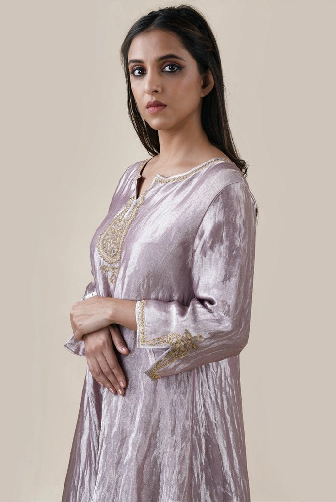 Grey Tissue - A-line Kurta Set - CiceroniBhavik Shah