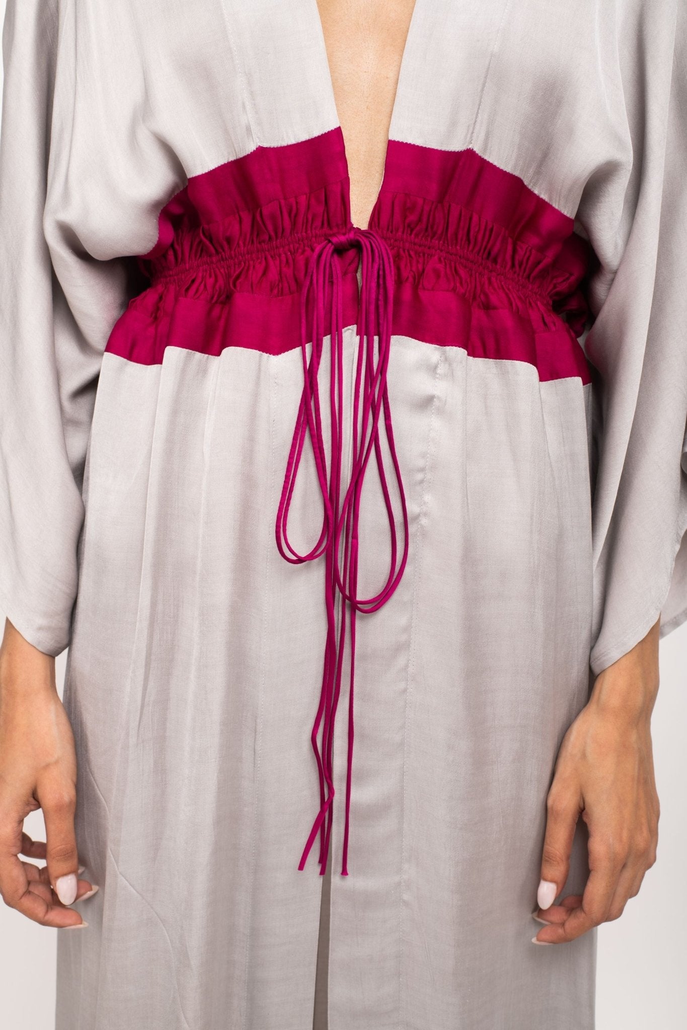 Grey-Wine Asymmetrical Cape - CiceroniDressNeora