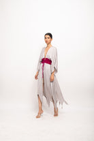Grey-Wine Asymmetrical Cape - CiceroniDressNeora