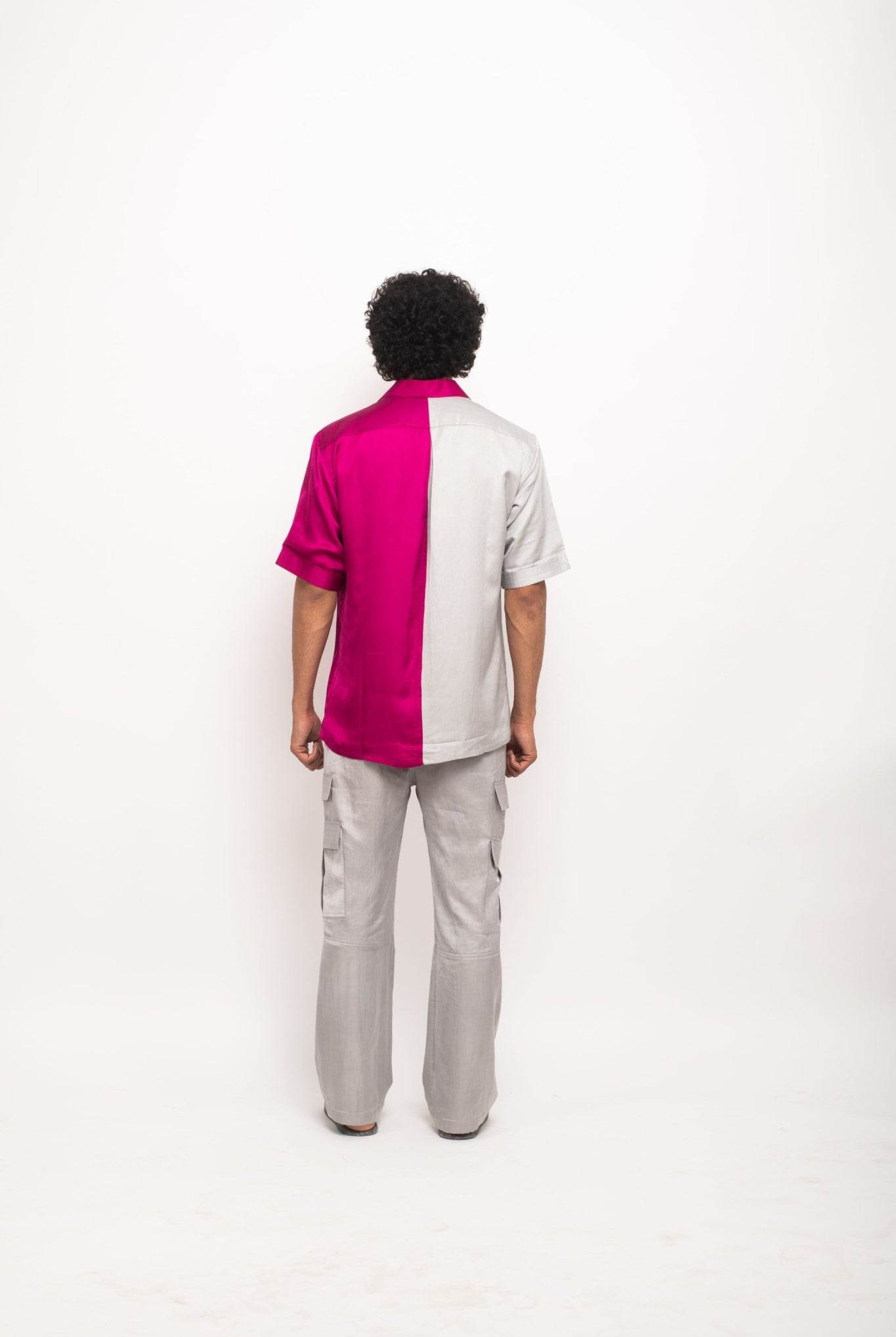 Grey-Wine Colour Blocked Shirt - CiceroniNeora