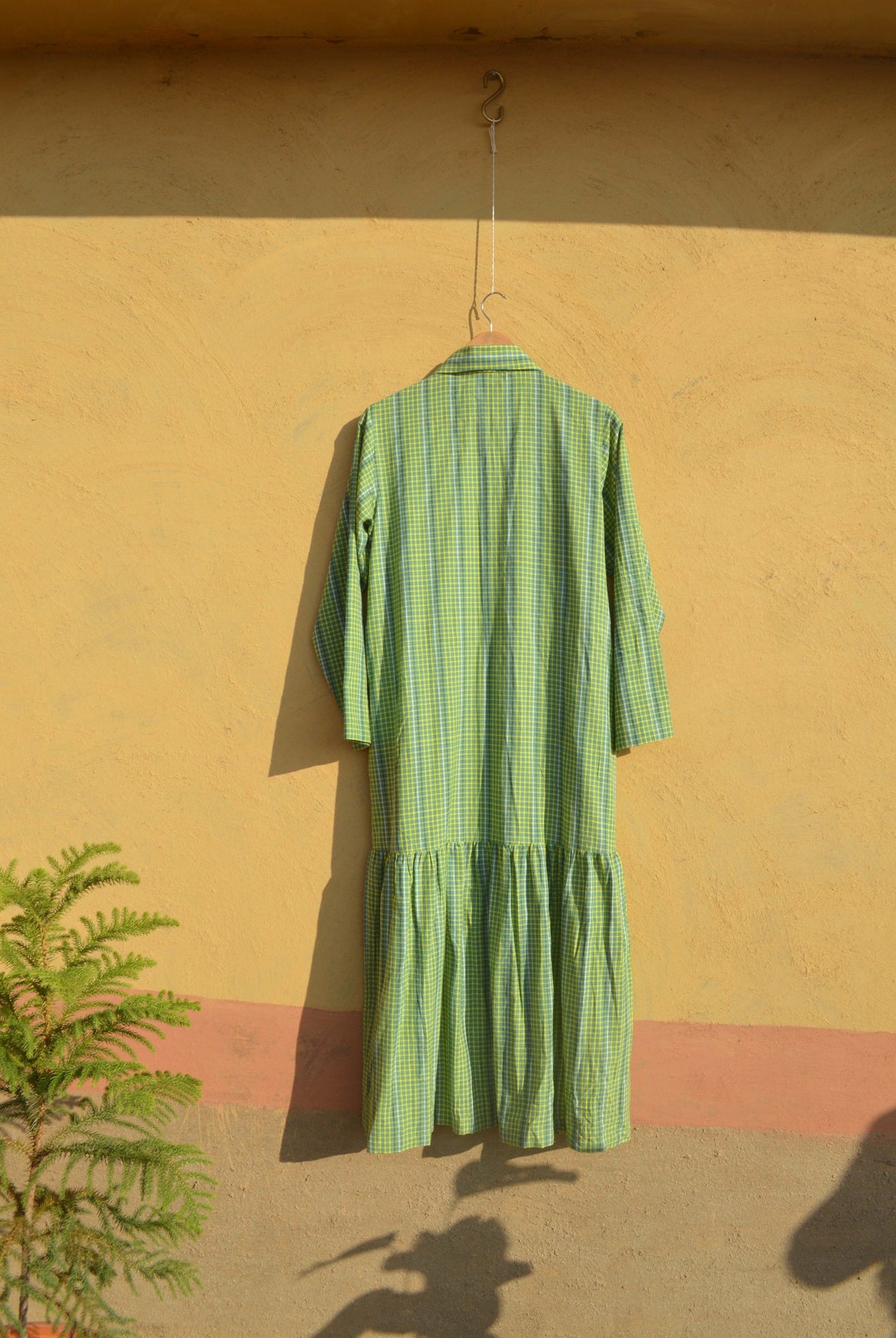 Handloom Checked dress in Green - CiceroniJohargram
