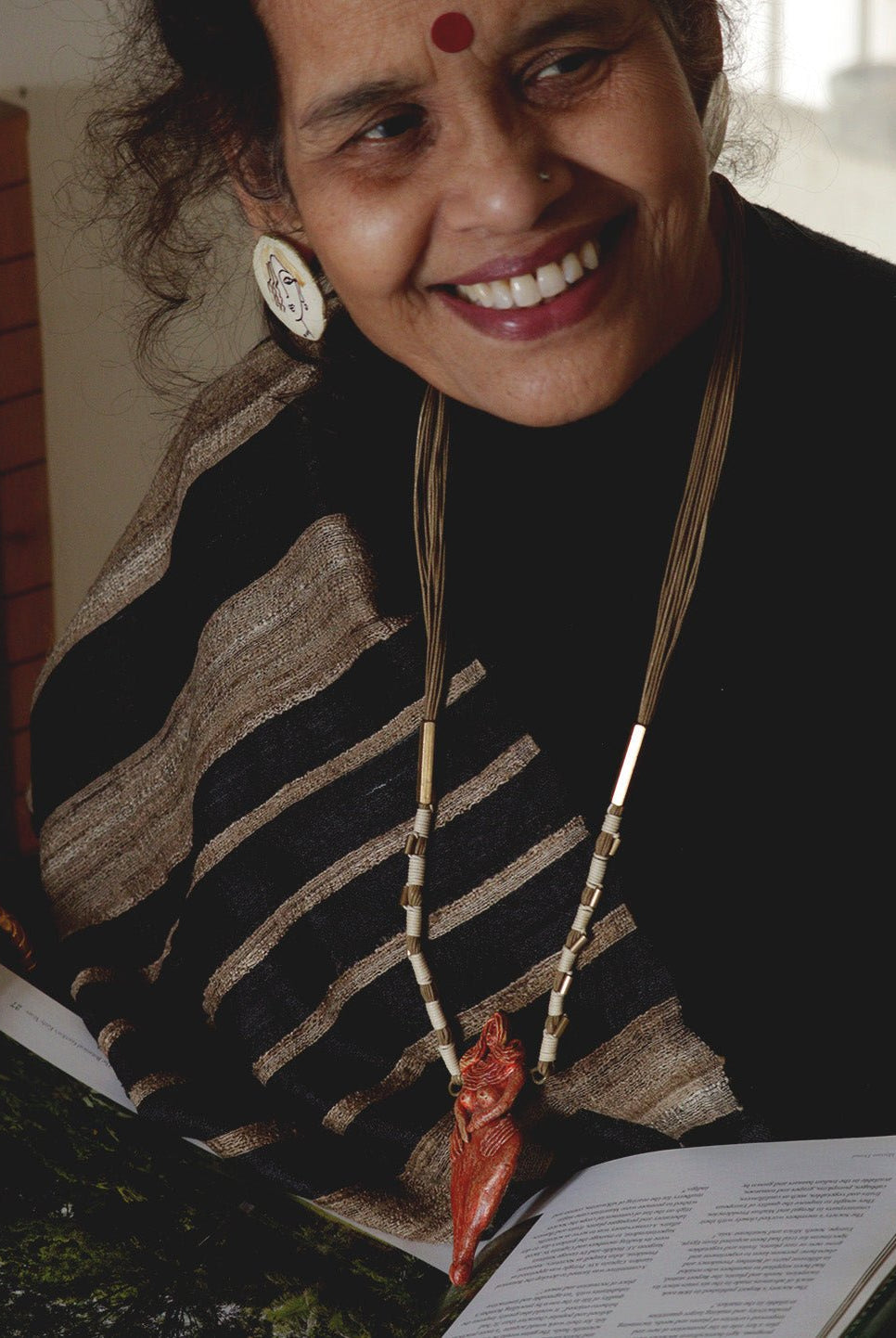 Harappan Mother God Pendant - Red - CiceroniNeckpieceAranya Earthcraft