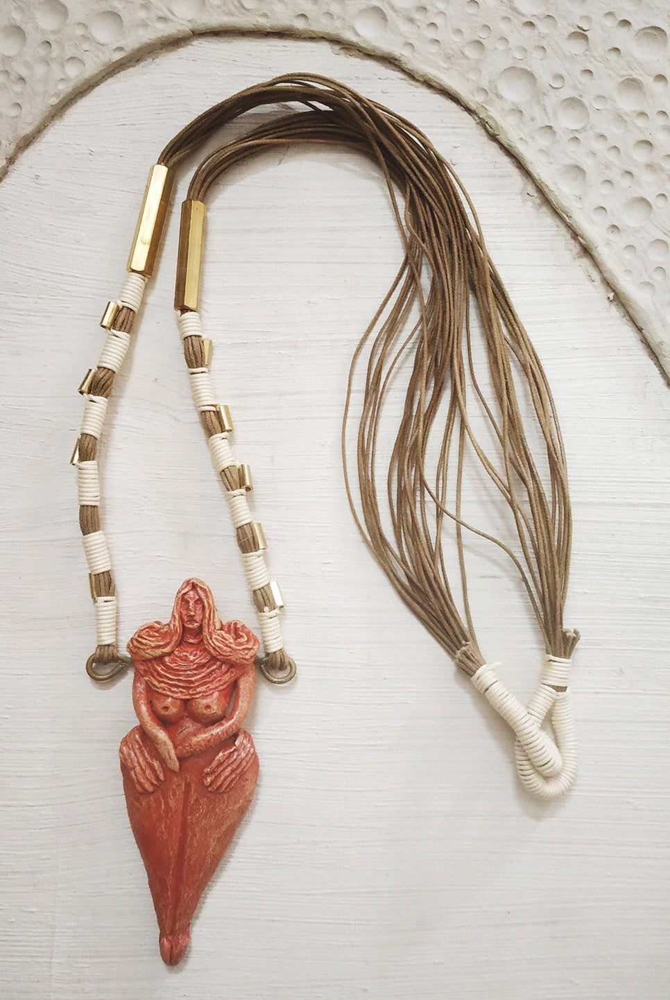 Harappan Mother God Pendant - Red - CiceroniNeckpieceAranya Earthcraft