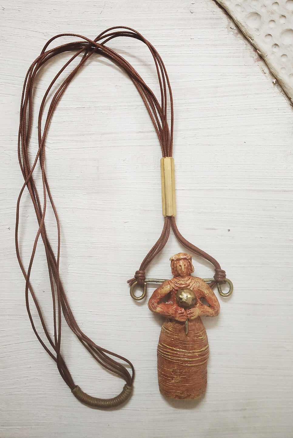 Harappan Mother God Pendant - Rustic Red - CiceroniNeckpieceAranya Earthcraft