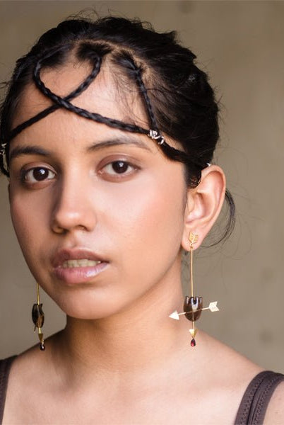HEART Cupid's Arrow - Brown Earring - CiceroniBaka