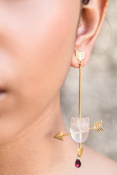 HEART Cupid's Arrow - White Earring - CiceroniBaka